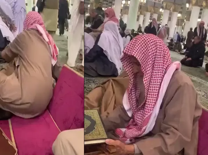 بالفيديو. . سعودي يشعل وسائل التواصل  بسبب ما فعله مع وافد باكستاني في المسجد النبوي..!